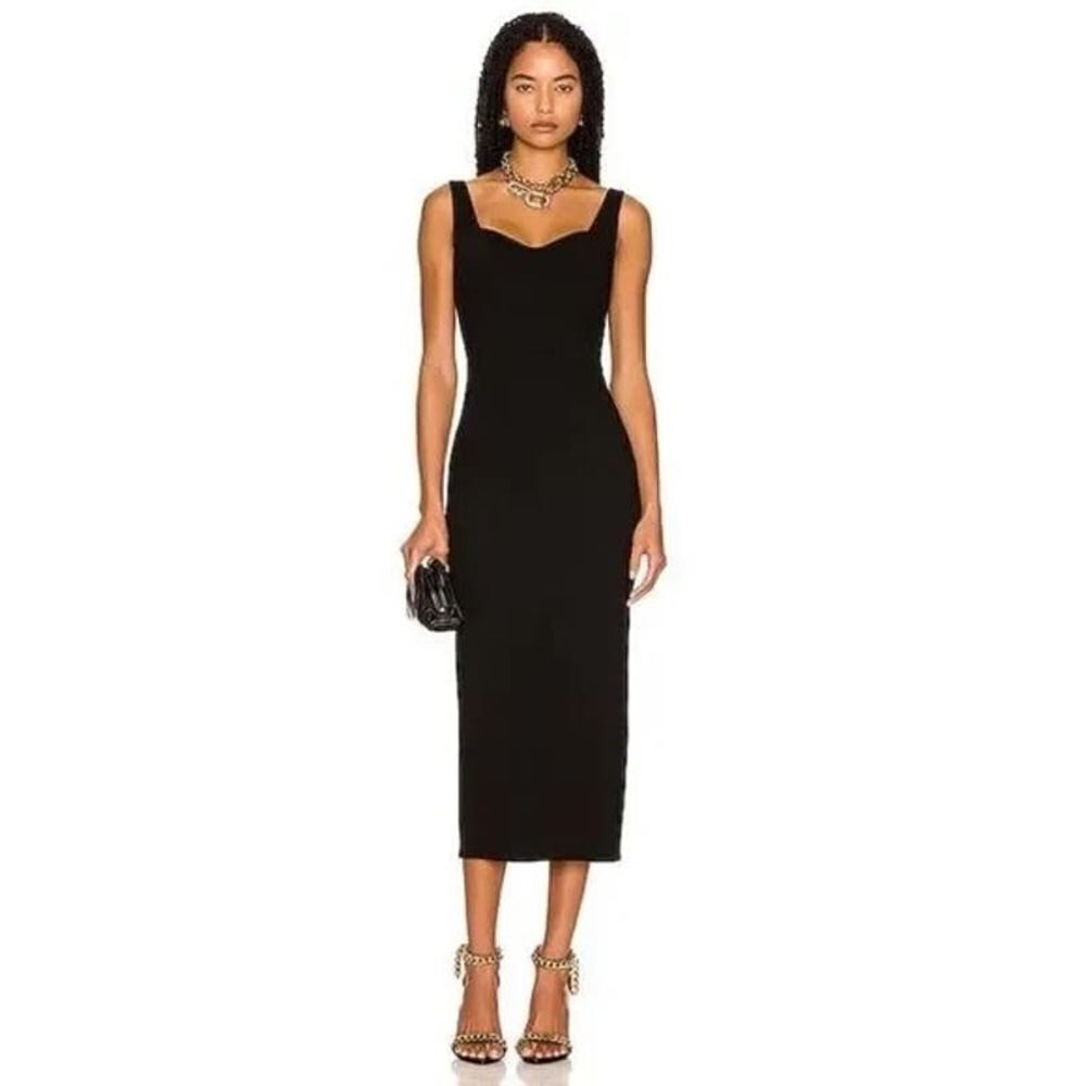 NEW w/Tags! Alex Perry Black Midi Dress L 12 Maybe 14 (has stretch)